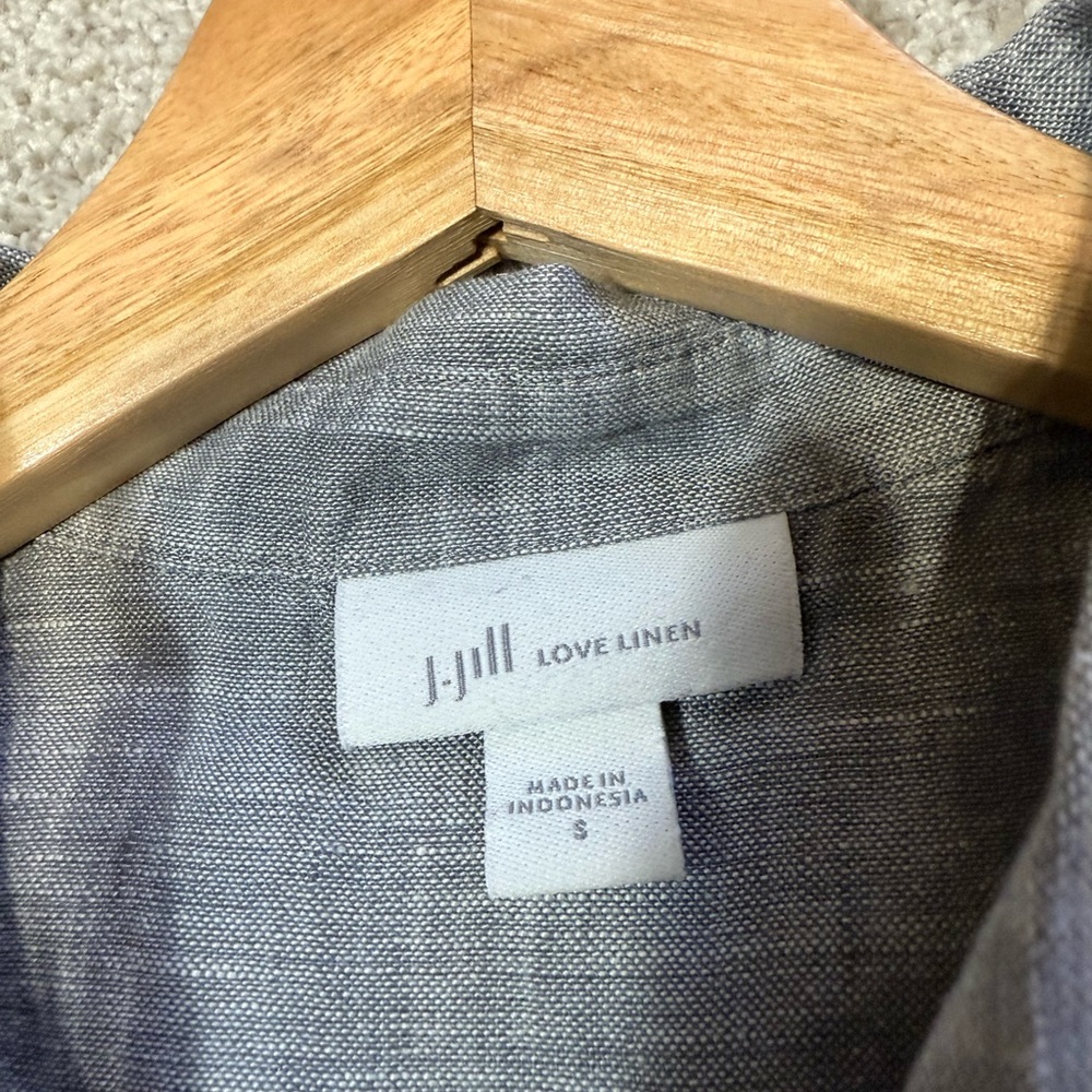 J. Jill Women’s Gray Love Linen Button Down Shirt Long Sleeve Size S Beach - Picture 5 of 9